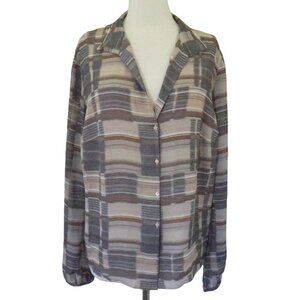 AKRIS Stripe & check  silk georgette shirt F 48 US 16